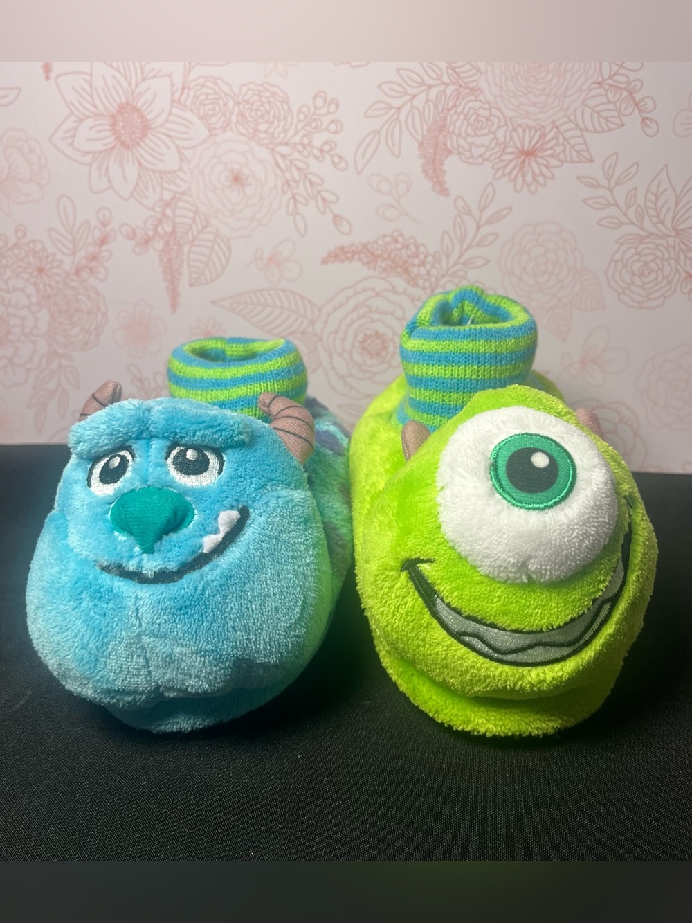 Disney PIXAR Monsters Inc Bootie Slippers 3D Sully & Mike Kid Size 7-8 Non-slip